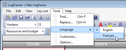 Change the language using the Tools option in the main menu