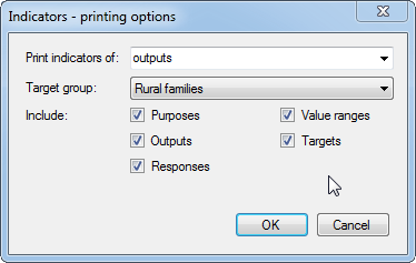 Printing options - select target group