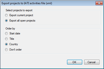 Exporting multiple projects into a single IATI activity file