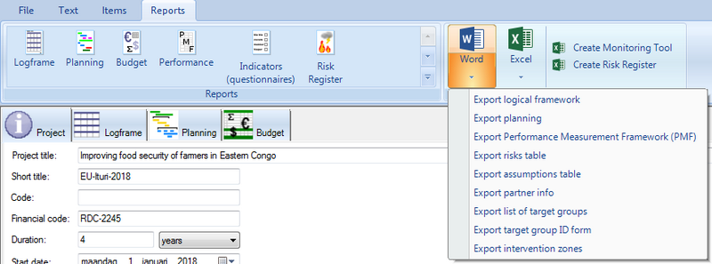 Export reports to MS Word